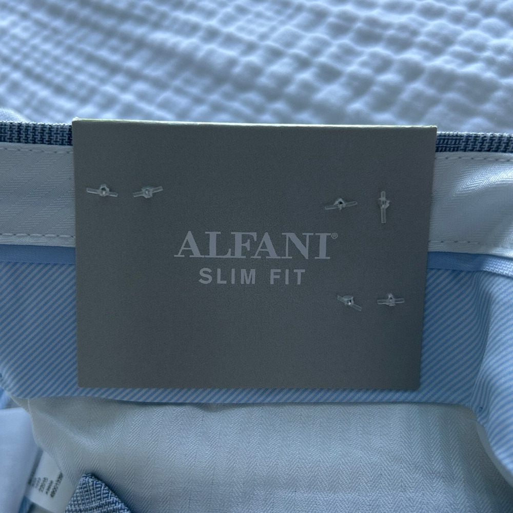 NWT Alfani Slim-Fit Plaid Suit Pants, Light Blue, Men's 33W x 32L - Picture 4 of 5
